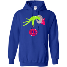 Load image into Gallery viewer, Grinch hand holding New York Giants Glitter Christmas