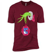 Load image into Gallery viewer, Grinch hand holding New York Rangers Glitter Christmas
