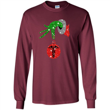 Load image into Gallery viewer, Grinch Hand holding Nurse ornament Christmas