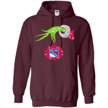 Load image into Gallery viewer, Grinch hand holding New York Rangers Glitter Christmas