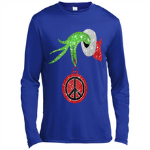 Load image into Gallery viewer, Grinch Hand holding peace sign ornament