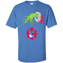 Load image into Gallery viewer, Grinch hand holding New York Rangers Glitter Christmas