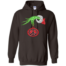 Load image into Gallery viewer, Grinch Hand holding peace sign ornament
