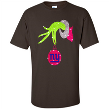 Load image into Gallery viewer, Grinch hand holding New York Giants Glitter Christmas