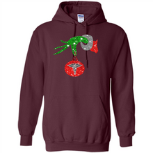 Load image into Gallery viewer, Grinch Hand holding Nurse ornament Christmas (1)