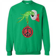 Load image into Gallery viewer, Grinch Hand holding peace sign ornament