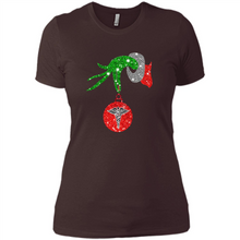 Load image into Gallery viewer, Grinch Hand holding Nurse ornament Christmas (1)