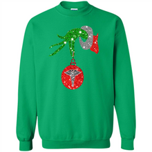 Load image into Gallery viewer, Grinch Hand holding Nurse ornament Christmas (1)