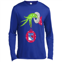 Load image into Gallery viewer, Grinch hand holding New York Rangers Glitter Christmas