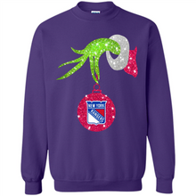 Load image into Gallery viewer, Grinch hand holding New York Rangers Glitter Christmas