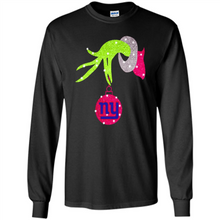 Load image into Gallery viewer, Grinch hand holding New York Giants Glitter Christmas