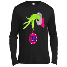 Load image into Gallery viewer, Grinch hand holding New York Giants Glitter Christmas