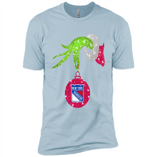 Load image into Gallery viewer, Grinch hand holding New York Rangers Glitter Christmas