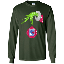 Load image into Gallery viewer, Grinch hand holding New York Rangers Glitter Christmas