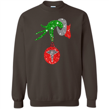 Load image into Gallery viewer, Grinch Hand holding Nurse ornament Christmas (1)