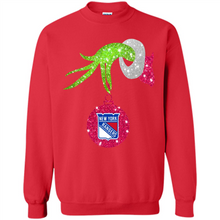 Load image into Gallery viewer, Grinch hand holding New York Rangers Glitter Christmas
