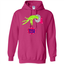 Load image into Gallery viewer, Grinch hand holding New York Giants Glitter Christmas