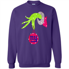 Load image into Gallery viewer, Grinch hand holding New York Giants Glitter Christmas