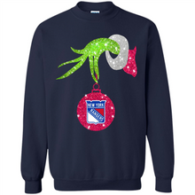 Load image into Gallery viewer, Grinch hand holding New York Rangers Glitter Christmas