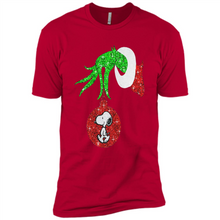 Load image into Gallery viewer, Glitter Grinch monogram ornament Snoopy
