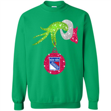 Load image into Gallery viewer, Grinch hand holding New York Rangers Glitter Christmas