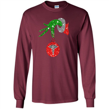 Load image into Gallery viewer, Grinch Hand holding Nurse ornament Christmas (1)