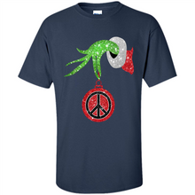 Load image into Gallery viewer, Grinch Hand holding peace sign ornament