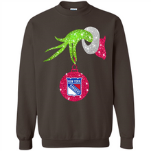 Load image into Gallery viewer, Grinch hand holding New York Rangers Glitter Christmas