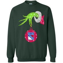 Load image into Gallery viewer, Grinch hand holding New York Rangers Glitter Christmas