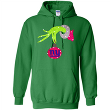 Load image into Gallery viewer, Grinch hand holding New York Giants Glitter Christmas