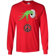Load image into Gallery viewer, Grinch Hand holding peace sign ornament