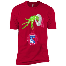 Load image into Gallery viewer, Grinch hand holding New York Rangers Glitter Christmas