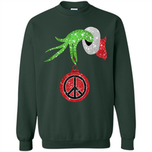 Load image into Gallery viewer, Grinch Hand holding peace sign ornament