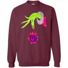 Load image into Gallery viewer, Grinch hand holding New York Giants Glitter Christmas