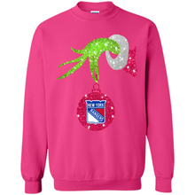Load image into Gallery viewer, Grinch hand holding New York Rangers Glitter Christmas
