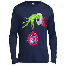 Load image into Gallery viewer, Grinch hand holding New York Rangers Glitter Christmas