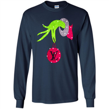 Load image into Gallery viewer, Grinch hand holding logo Louisvuitton