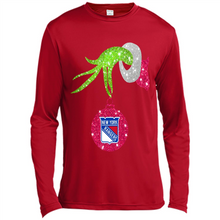 Load image into Gallery viewer, Grinch hand holding New York Rangers Glitter Christmas