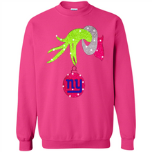 Load image into Gallery viewer, Grinch hand holding New York Giants Glitter Christmas