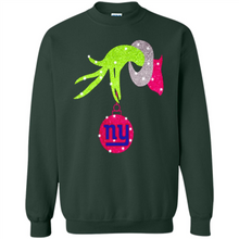 Load image into Gallery viewer, Grinch hand holding New York Giants Glitter Christmas