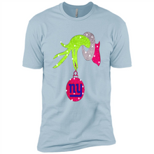 Load image into Gallery viewer, Grinch hand holding New York Giants Glitter Christmas