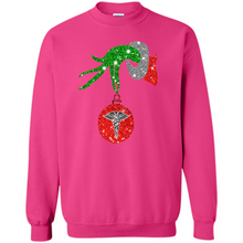 Load image into Gallery viewer, Grinch Hand holding Nurse ornament Christmas (1)