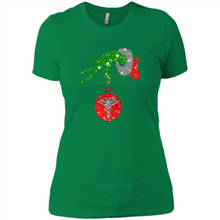 Load image into Gallery viewer, Grinch Hand holding Nurse ornament Christmas (1)