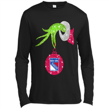 Load image into Gallery viewer, Grinch hand holding New York Rangers Glitter Christmas