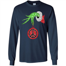 Load image into Gallery viewer, Grinch Hand holding peace sign ornament