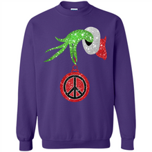 Load image into Gallery viewer, Grinch Hand holding peace sign ornament