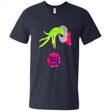 Load image into Gallery viewer, Grinch hand holding New York Giants Glitter Christmas