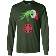 Load image into Gallery viewer, Grinch Hand holding peace sign ornament