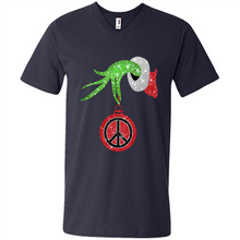 Load image into Gallery viewer, Grinch Hand holding peace sign ornament