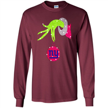 Load image into Gallery viewer, Grinch hand holding New York Giants Glitter Christmas